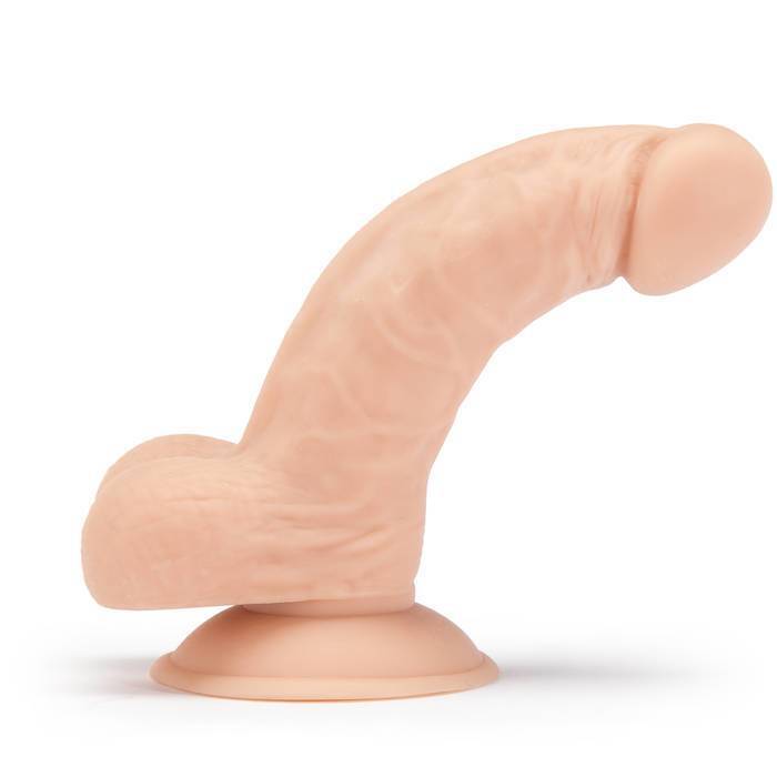 True Lover Cushioned Core Curved Suction Cup Dildo with Balls 5.5 Inch