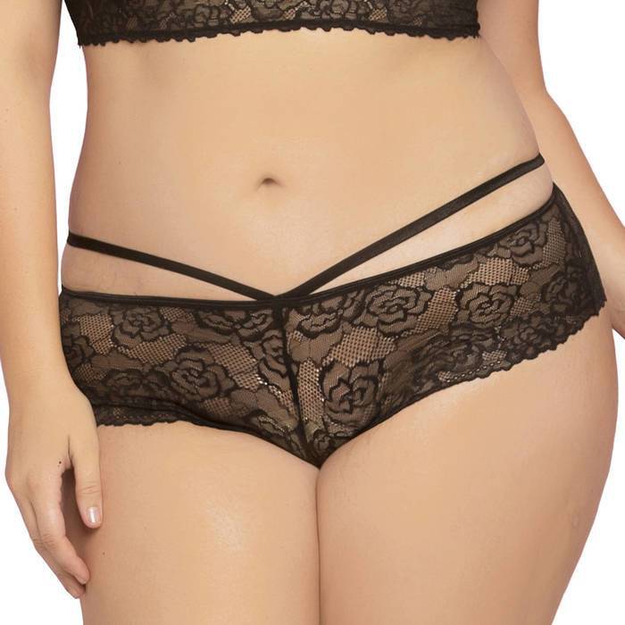 Seven 'til Midnight Plus Size Black Cage-Back Knickers