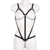 Fetish Open Breast Body Harness with Straps and Chains