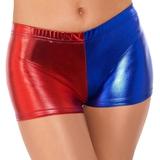 Fever Red and Blue Harlequin Metallic Hot Pants
