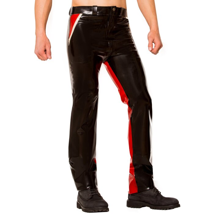 Latex Black Red & White Contrast Jeans