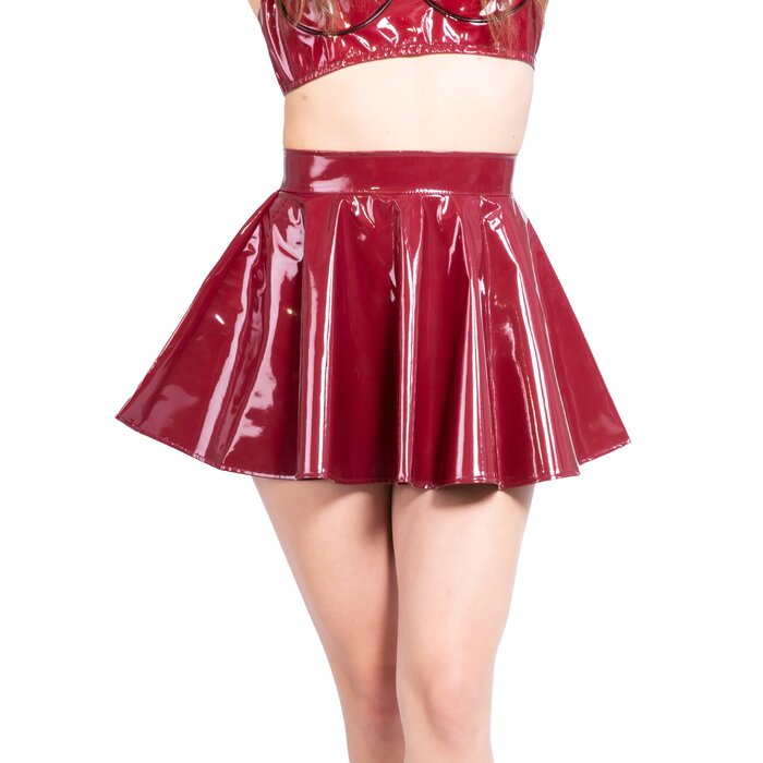 PVC Skater Skirt in Burgundy