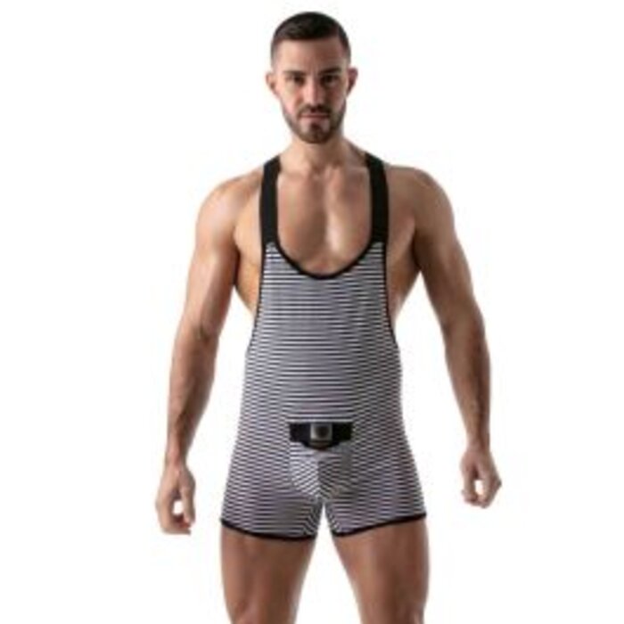 TOF Paris Stripes Push-up Wrestling Body - Navy-Black