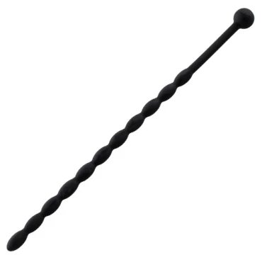 Ribbed Abyss Black Silicone Urethral Sound - 16cm
