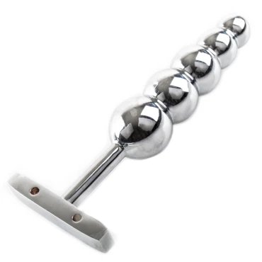 Beaded Thruster Metal Butt Plug - 6 Inch