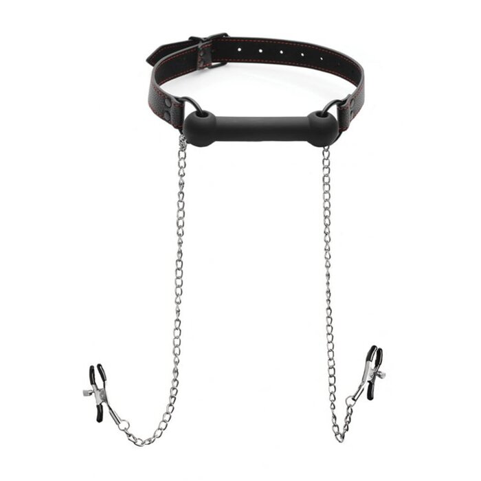 Strict Silicone Bit Gag and Nipple Clamps