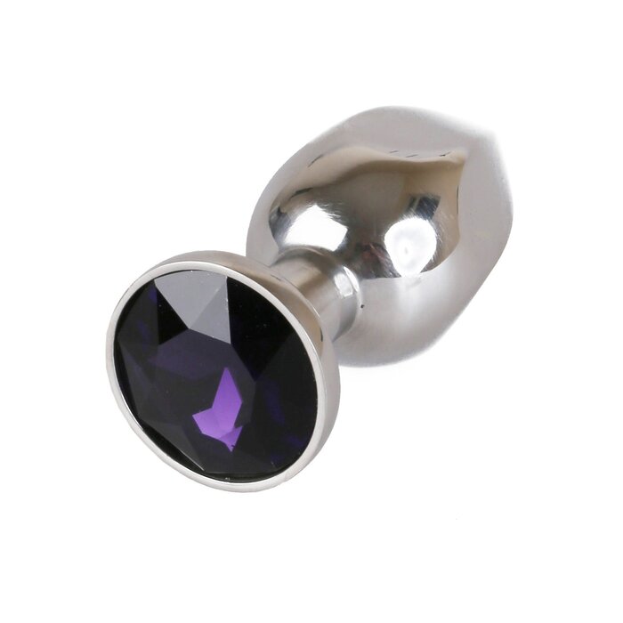 6 Sided Medium Metal Butt Plug With Purple Jewel