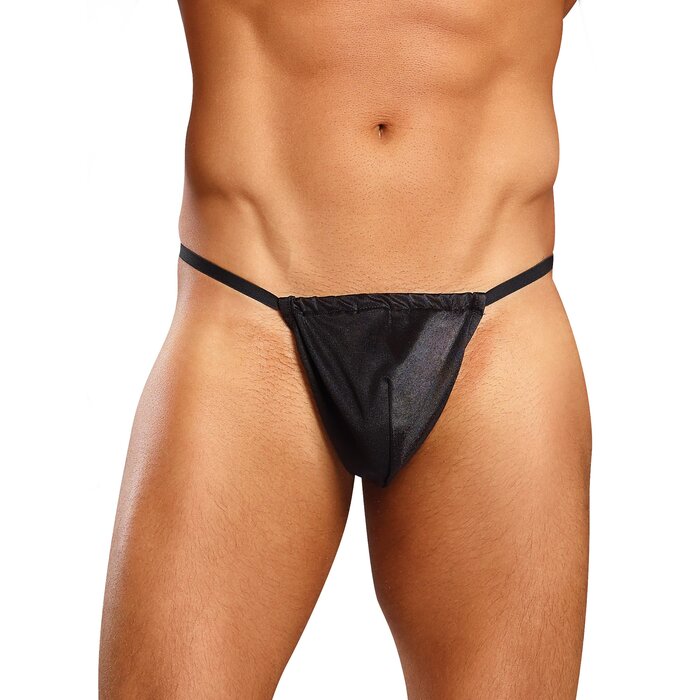 Male Power Black Smooth Satin Posing Pouch - One size - Black
