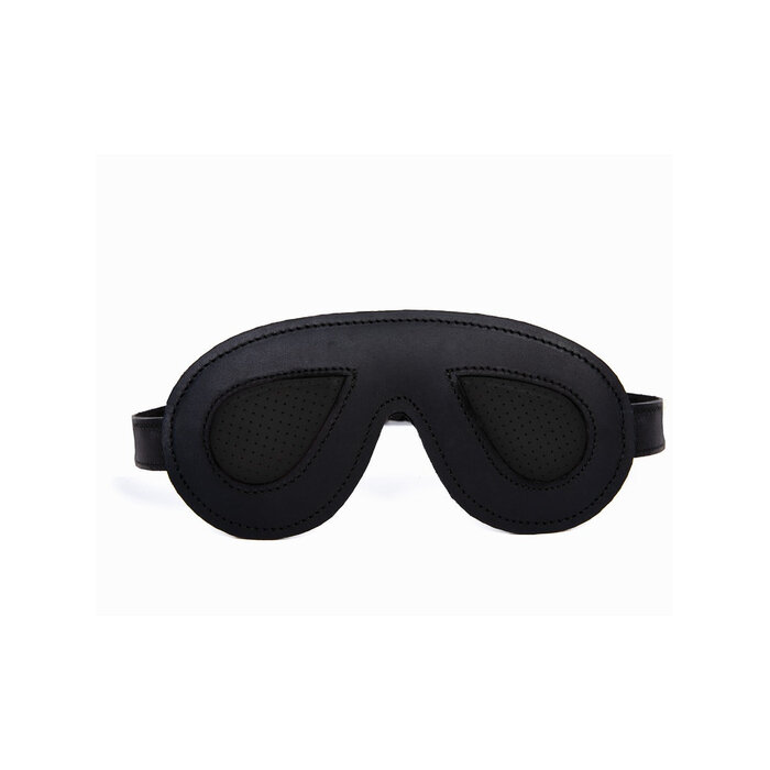 Black Padded Leather Blindfold - One Size