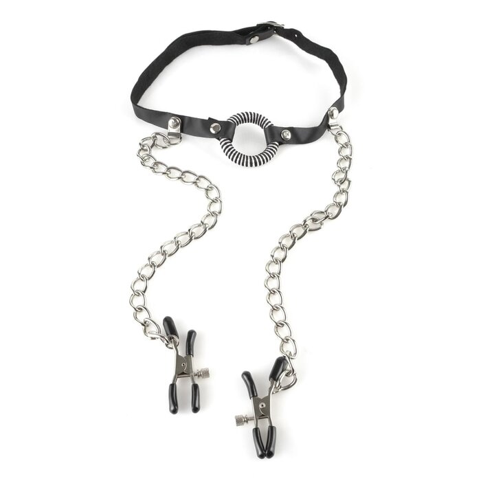 Fetish Fantasy Series O-Ring Gag with Nipple Clamps