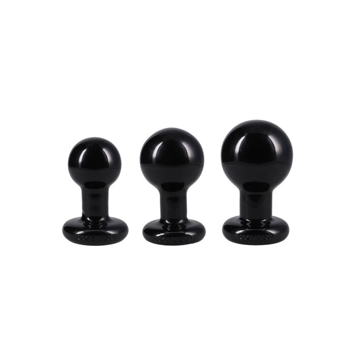 The Classic Round Butt Plug - 3-Piece Set - Black