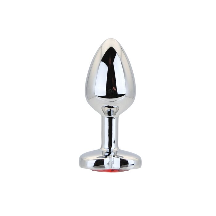 Toosh Heart Shaped Silver Butt Plug with Red Stone Small