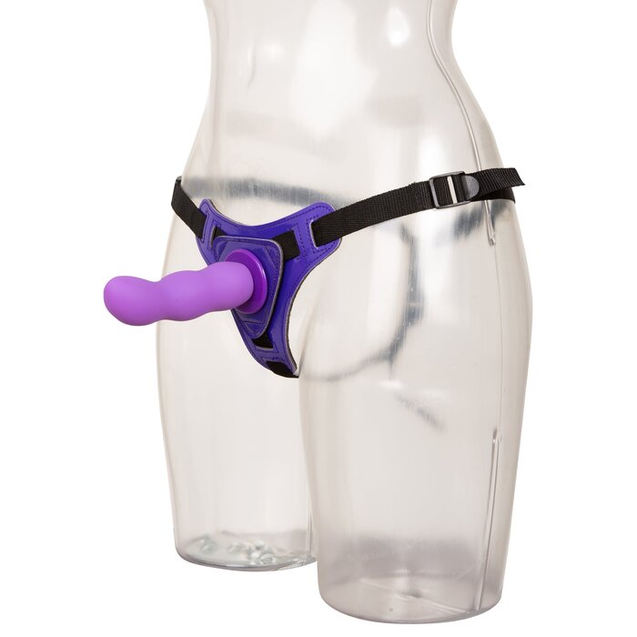 Textured Strap-On Harness Set in Purple - One Size