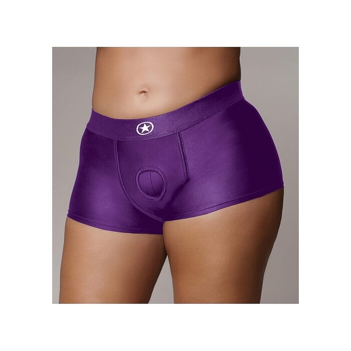 Ouch! Vibrating Strap-On Boxer - Purple - X-Large/XXL