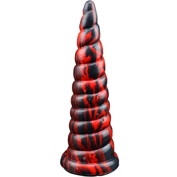 Fantasy Graduated Butt Plug Anal Dildo: 8.6 Inches Premium Silicone Red & Black