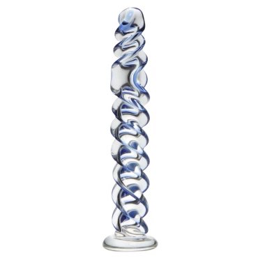 Glacier Glass Whirlpool Blue Spiral Dildo – 7 Inch