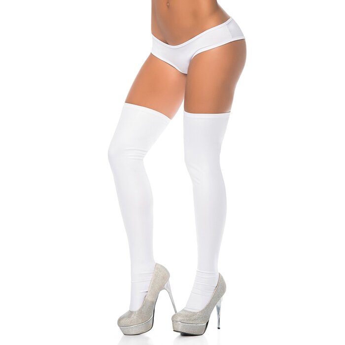White Wetlook Stockings - One Size