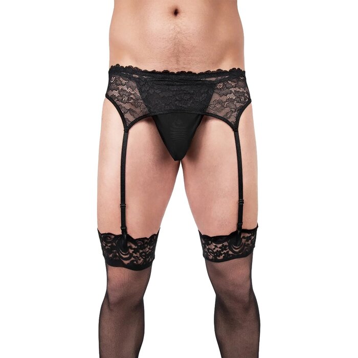Prowler Men's Lace Suspender Belt - Medium - Black