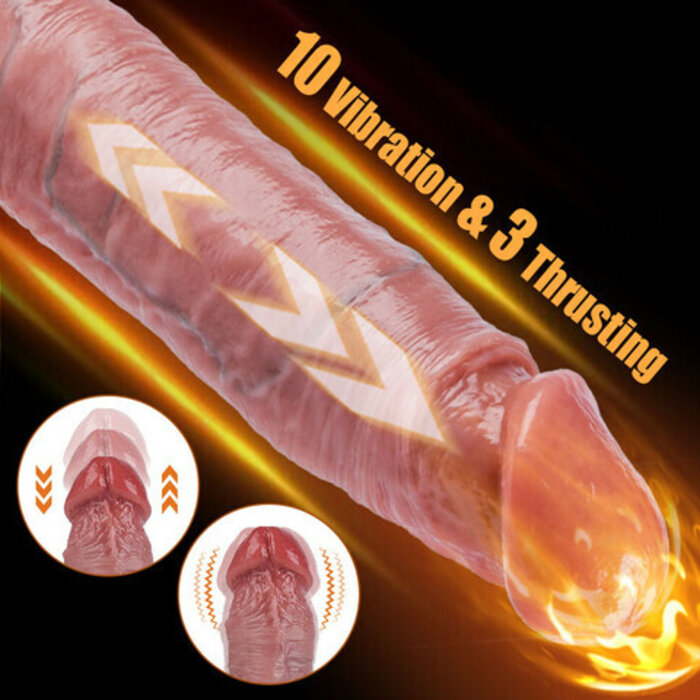 【True 1:1 Human Reproduction】Warm Human-Like Touch Thrusting 8.6 IN Dildo Vibrator Silicone Dildo