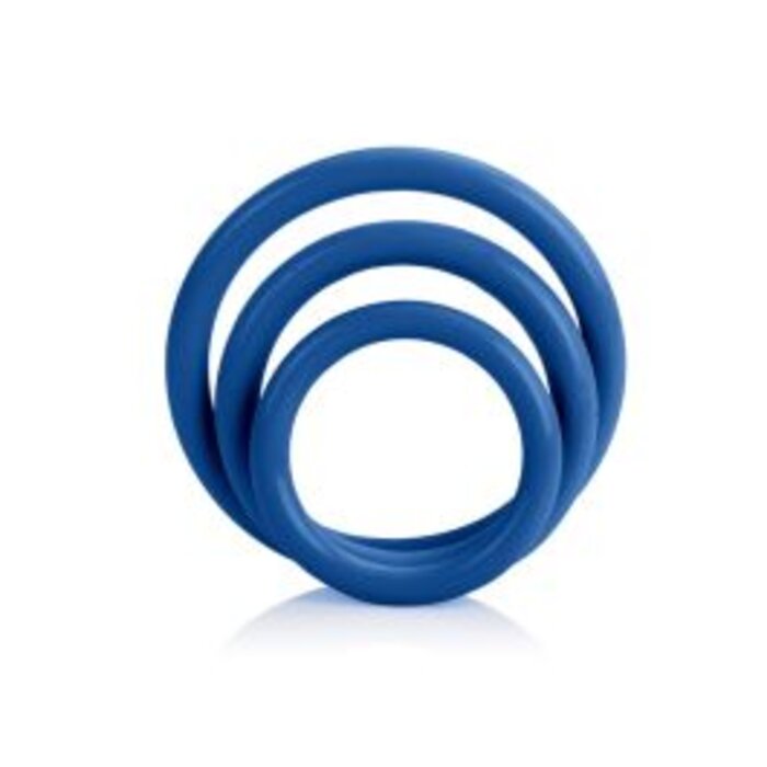 CalExotics Tri-Rings 3 Piece Cock Ring Set - Blue