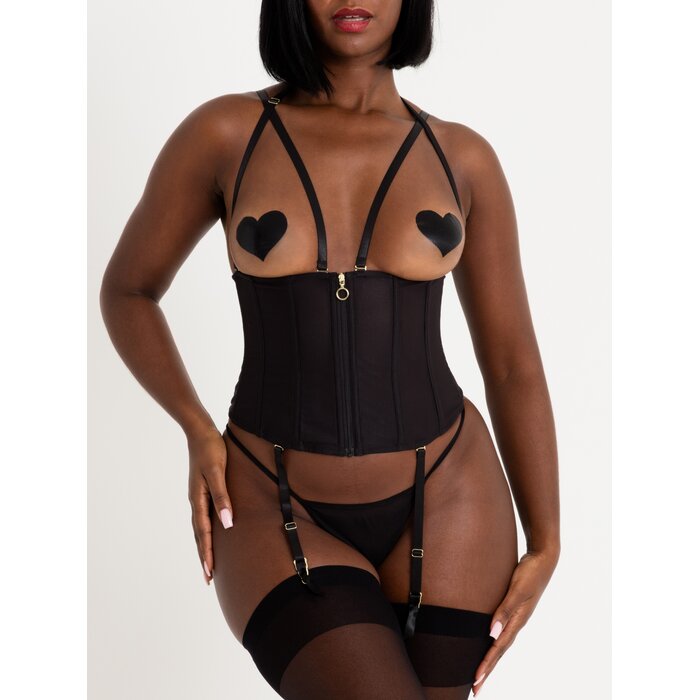 Lovehoney Secret Silhouette Black Steel-Boned Waspie - Large - Black
