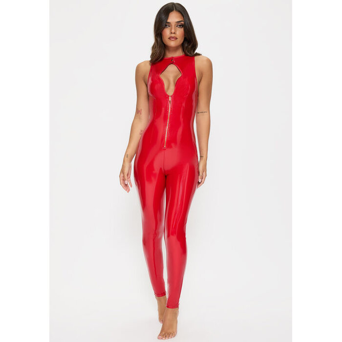 Ann Summers Dominating PU Keyhole Cut-Out Jumpsuit, Red