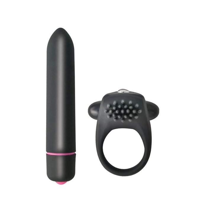 Intense Cock Ring and Bullet - Black