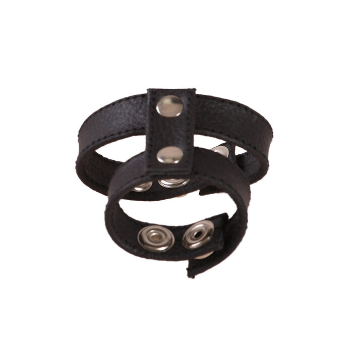 Leather Double Cock & Ball Strap