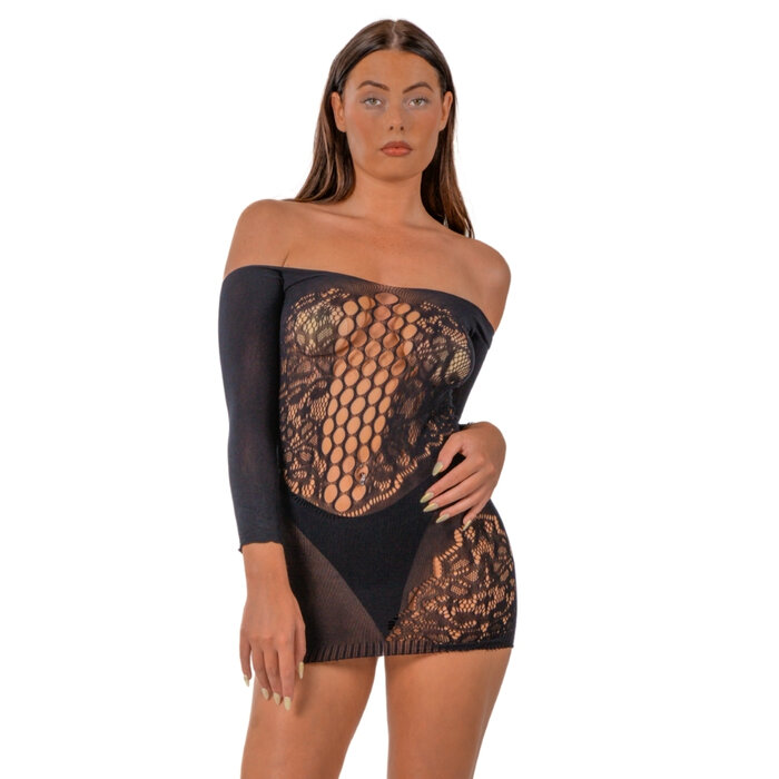Lace by LJ Off the Shoulder Mini Dress Black