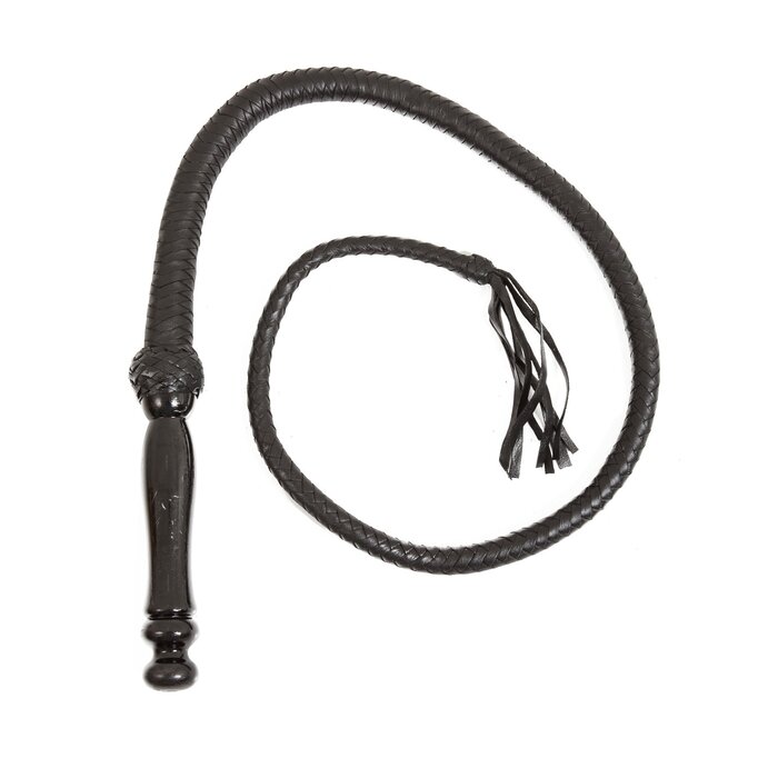 Luxury Dark Wooden Handle Leather Bull Whip