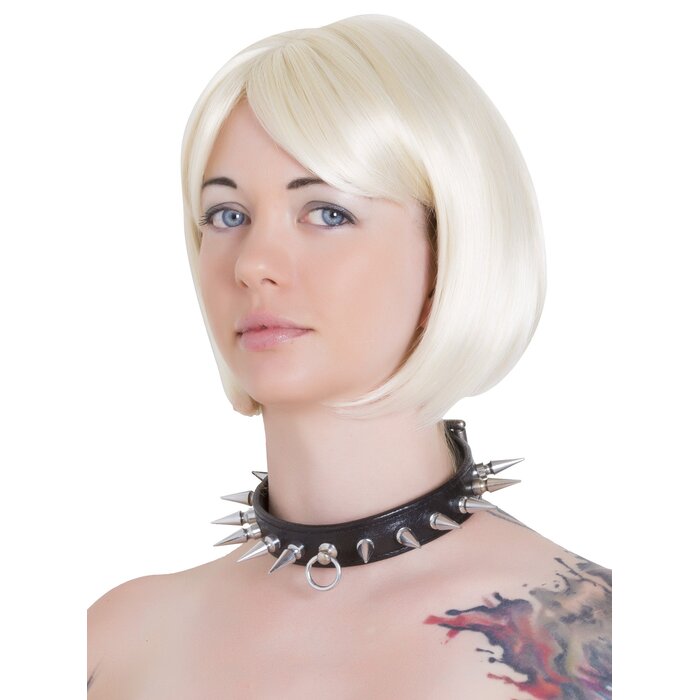 Deluxe Black Leather Spiked Collar