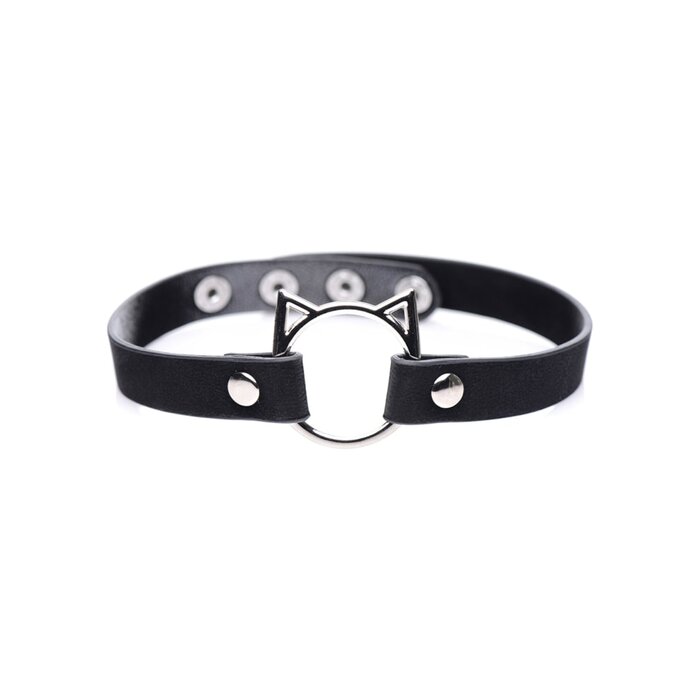 Kinky Kitty Ring Slim Choker - Black
