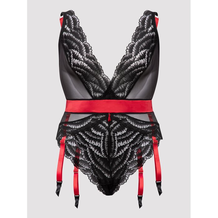 Lovehoney Plus Size Empress Red Satin and Lace Body - 3X / 4X - Red