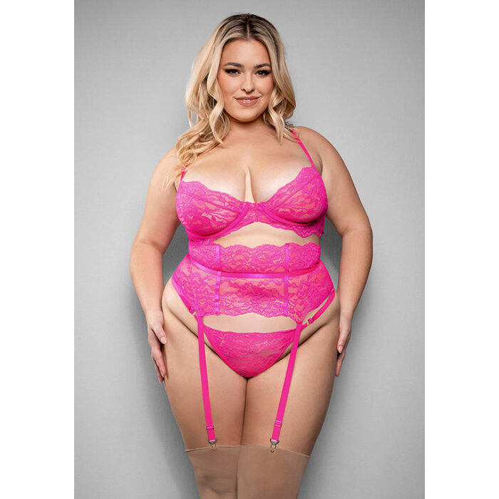 Juliette 3-Piece Bra, Garter Belt and Panty - 3X/4X