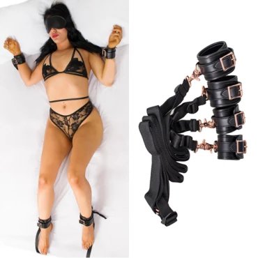 Luxury Rose Gold Faux Leather Conquest In Bed Restraints