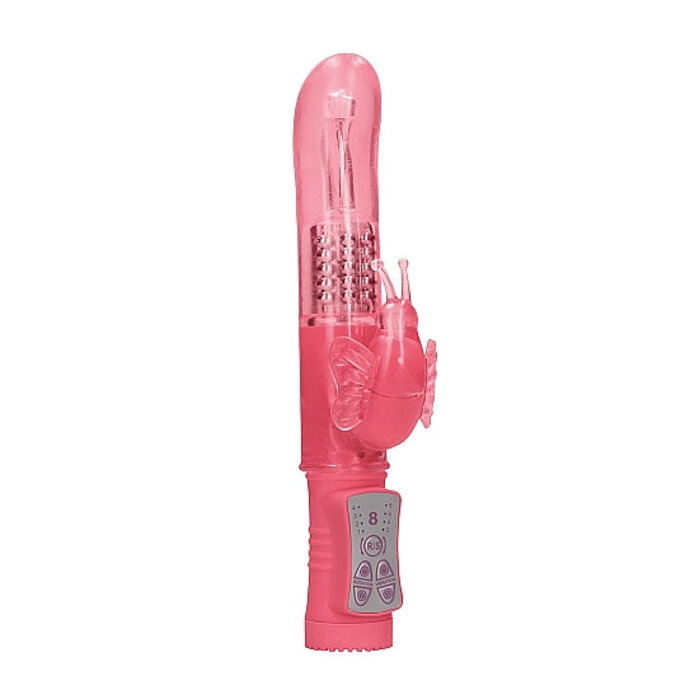 Rotating Beaded Butterfly Vibrator - Pink