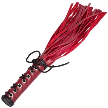 Confined Red Leather Lace up Flogger - 15 Inch
