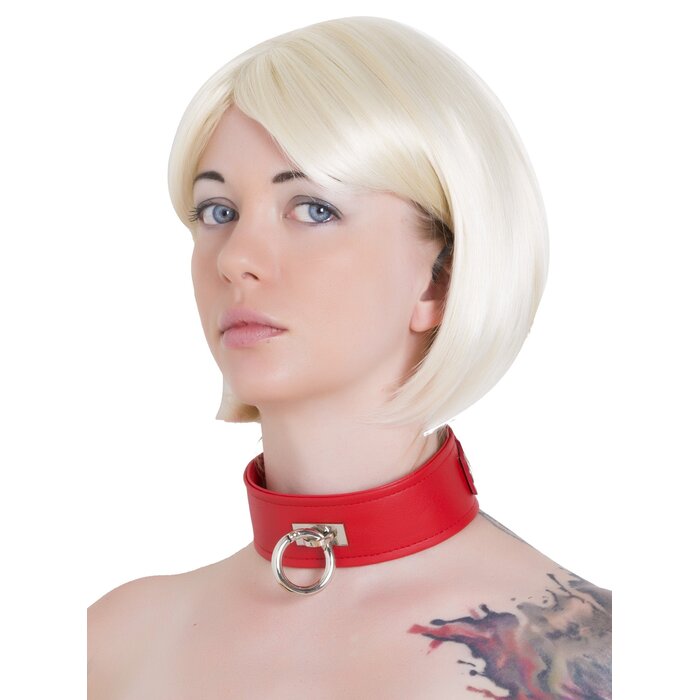 Faux Leather Red D-Ring Collar