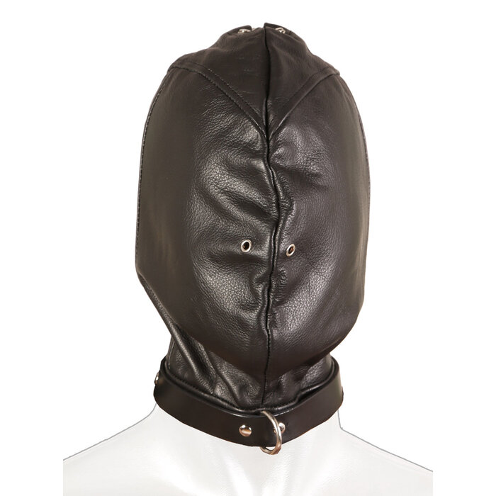 Leather Bondage Confinement Hood - One Size