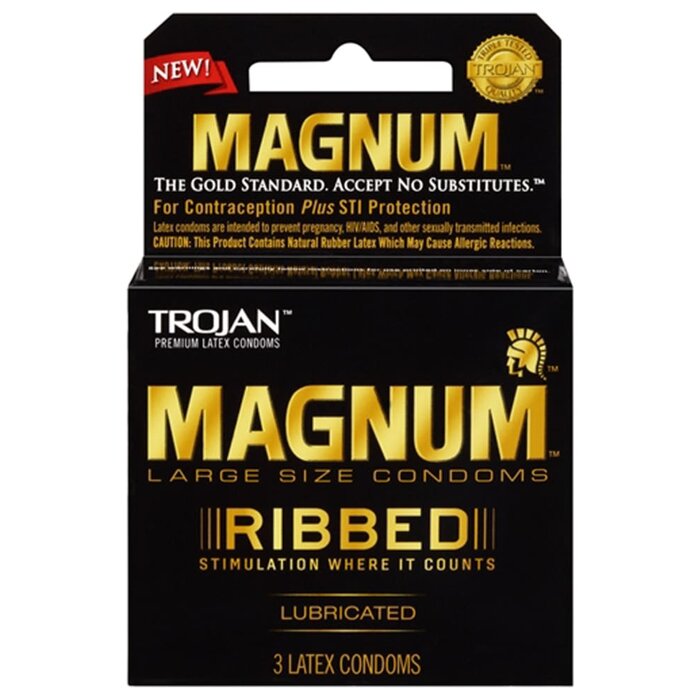 Trojan Magnum Ribbed Lubricated Condoms - 3 Pack