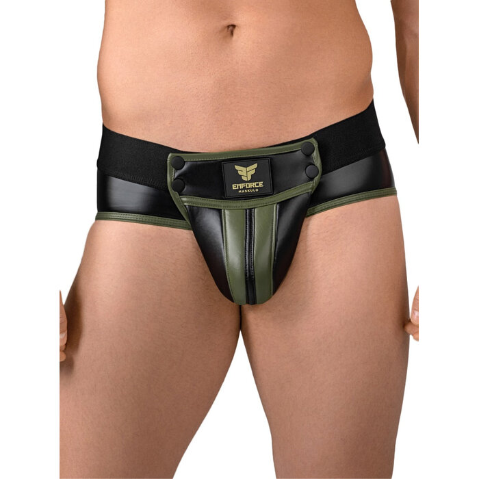 Briefs with Detachable Codpiece in Black & Green