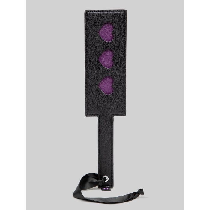 Bondage Boutique Faux Leather Luxury Spanking Paddle Purple Hearts - Black