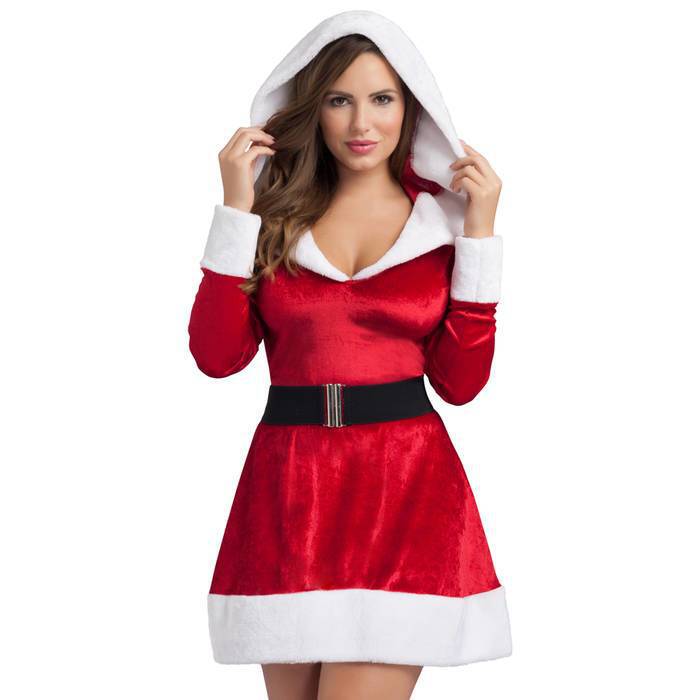 Hooded Sexy Santa Dress with Belt