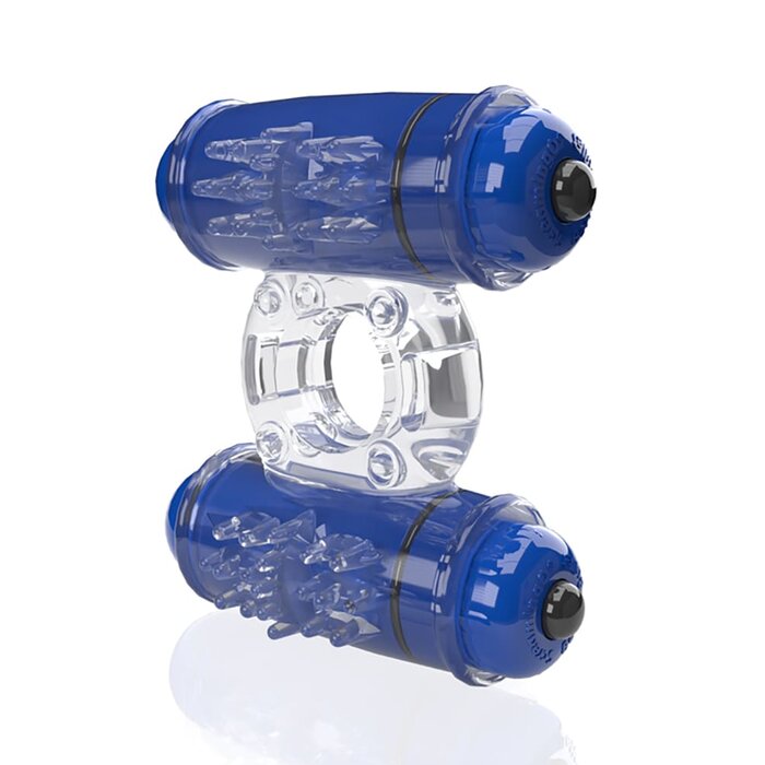 4B Double Wammy Vibrating Ring - Blueberry