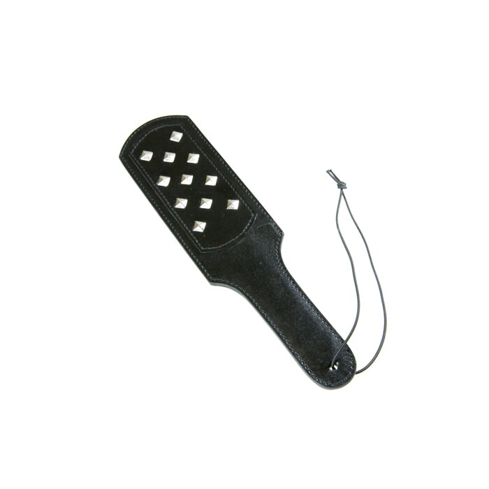 Black Leather Paddle With Pyramid Studs