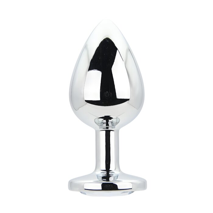 Toosh Silver Metal Butt Plug Large Clear Stone