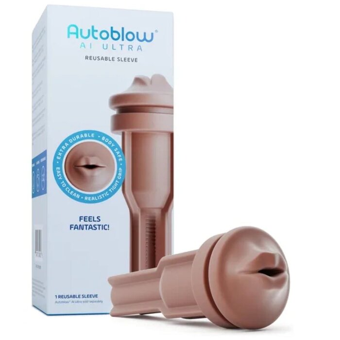 Autoblow AI Ultra Reusable Mouth Sleeve Chocolate - Masturbator, Textured Sleeve