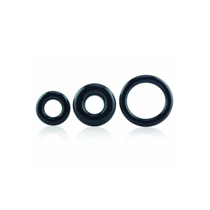 Screaming O RingO Silicone Cock Ring Trio - Black