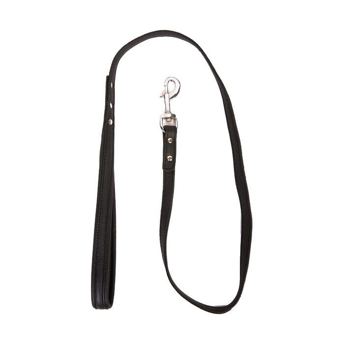 Black Leather Leash with Silver Studs