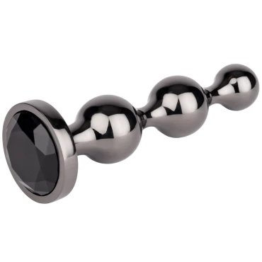 Bejewelled Gunmetal Steel Beaded Butt Plug - SMALL